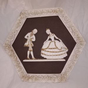 Mid Century Chalkware Victorian Dancing Couple 14 1/2" by 16 1/4"